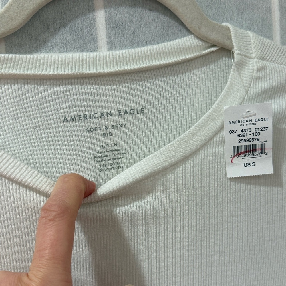 American Eagle Soft & Sexy Rib Long Sleeve Color White Size Small - Picture 2 of 5